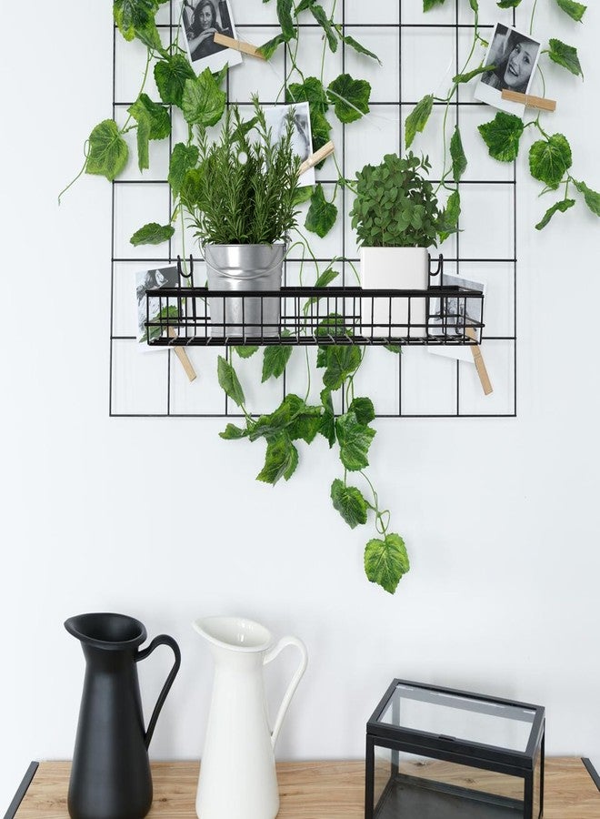Lemecima 4 Pcs 15.75 x 3.94 x 1.97 Inch Metal Grid Wall Baskets with Hooks Grid Wall Shelves Hanging Wire Basket Multi Function Storage Organizer for Kitchen Organizing Display (Black) - Image 5